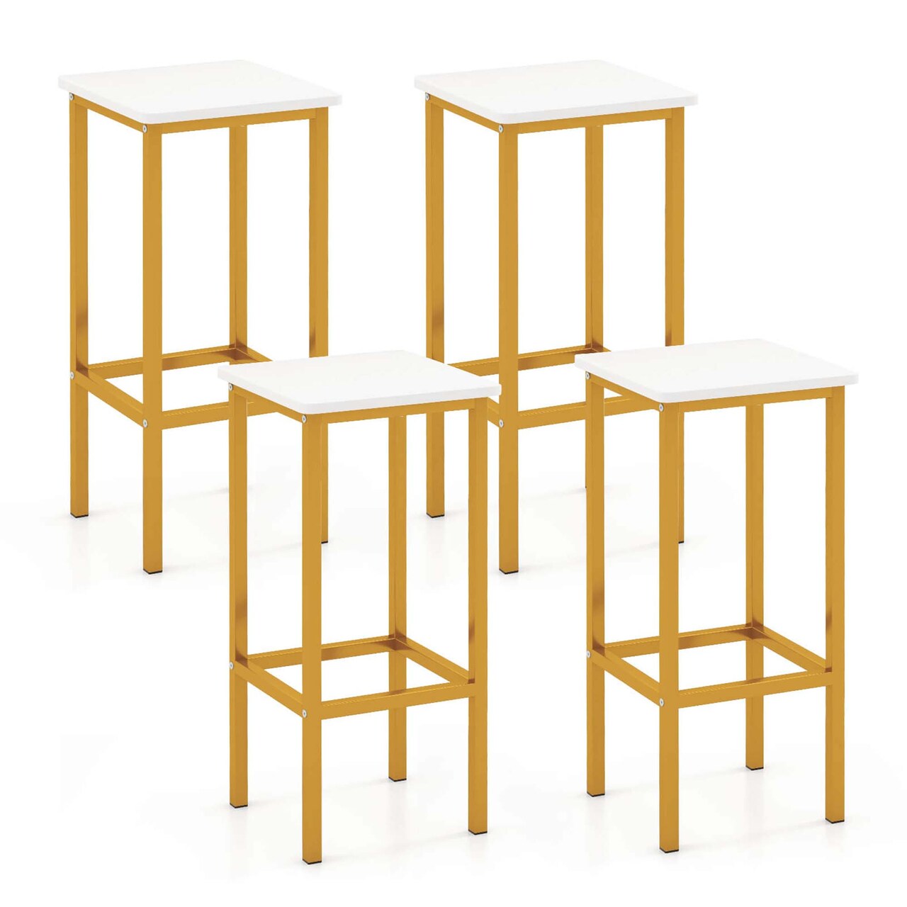 Costway 4 PCS 26"Bar Stool Set with Metal Frame Footrest Backless Counter Height Stool Brown